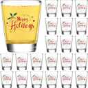 Tioncy 24 Pcs Christmas Shot Glasses 2 oz Clear Shot Glass Happy Holiday Print Cocktail Glasses Funny Cool Mini Whiskey Shot Glass Cups for Christmas Table Decoration Present Drinking Supply(Lovely)