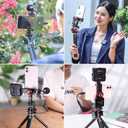 Metal Phone Tripod Mount 3 Cold Shoes & Arca Port, 360 Smartphone Tripod Adapter for iPhone 17 16 15 Cell Phone Stand Holder for Desktop Video Live Streaming Vlogging Rig