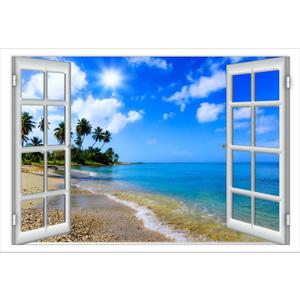 Baocicco 12x10ft Tropical Island Backdrop Window View Coconut Trees Sea Waves Beach Photography Background Wedding Pictures Shooting Prop Theme Birthday Party Girls Lover Portrait Studio Prop