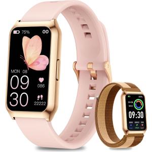 GADIXY Smart Watches for Women,7 Day+ Battery,Aluminium Case,with Heart Rate/Blood Oxygen/Sleep Tracker,IP68 Smart Watch for Android&iOS,Steps/Calorie/Distance,Pink