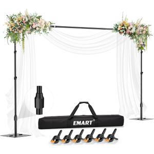 EMART Backdrop Stand,10x7ft(WxH) Adjustable Photo Background Stand with Upgrade Rod,Heavy Duty Flat Base,Metal Pipe and Drape Frame for Wedding,Birthday Party,Decorations,Photography Studio