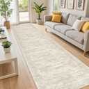 Long Bathroom Rugs Runner - Washable Runner Rugs for Hallway 2x10, Ultra-Thin Soft Kitchen Carpet Runner, Anti Slip Backing Runner Rugs for Entrance, Bedroom, Living Room(2'x10', Beige/Ivory)