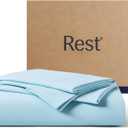 REST Evercool+ Starter Sheet Set, Full, Light Blue, Breathable Bed Sheet for Hot Sleeper and Night Sweats, with Pillowcases, Ionic+ Self-Cleaning Silver Yarn for Sensitive Skin, 3PCS No Flat Sheet
