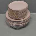 PULOTE 100PCS Pink Plastic Plates - Heavy Duty Pink and Gold Disposable for Party, Wedding & Valentines Day, Include 50 Each (Dinner & Dessert) Plates