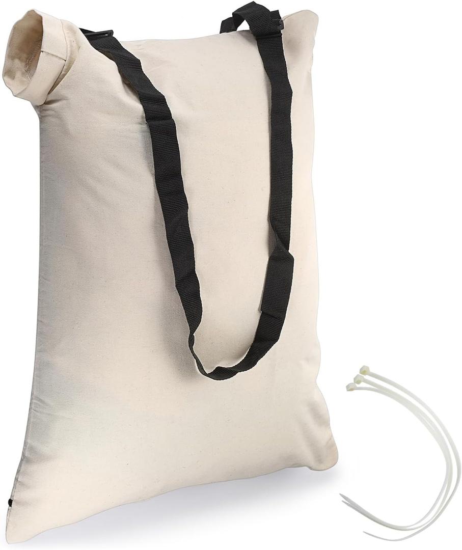 OwnMy Universal Leaf Vacuum Blower Bag Replacement Bottom Debris Dump Bag with 3 Fasten Ties, Adjustable Fallen Leaves Collection Zipper Replacement Bag for Leaf Blower Mulcher Vacuum Leaf Storage Bag (White)