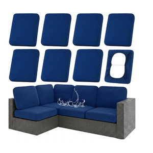 hyha Waterproof Outdoor Cushion Covers for Patio Furniture, Stretch Patio Chair Cushion Slipcovers, Coated UV Resistant Replacement Seat Covers, Solid Color (Navy, 8PC)