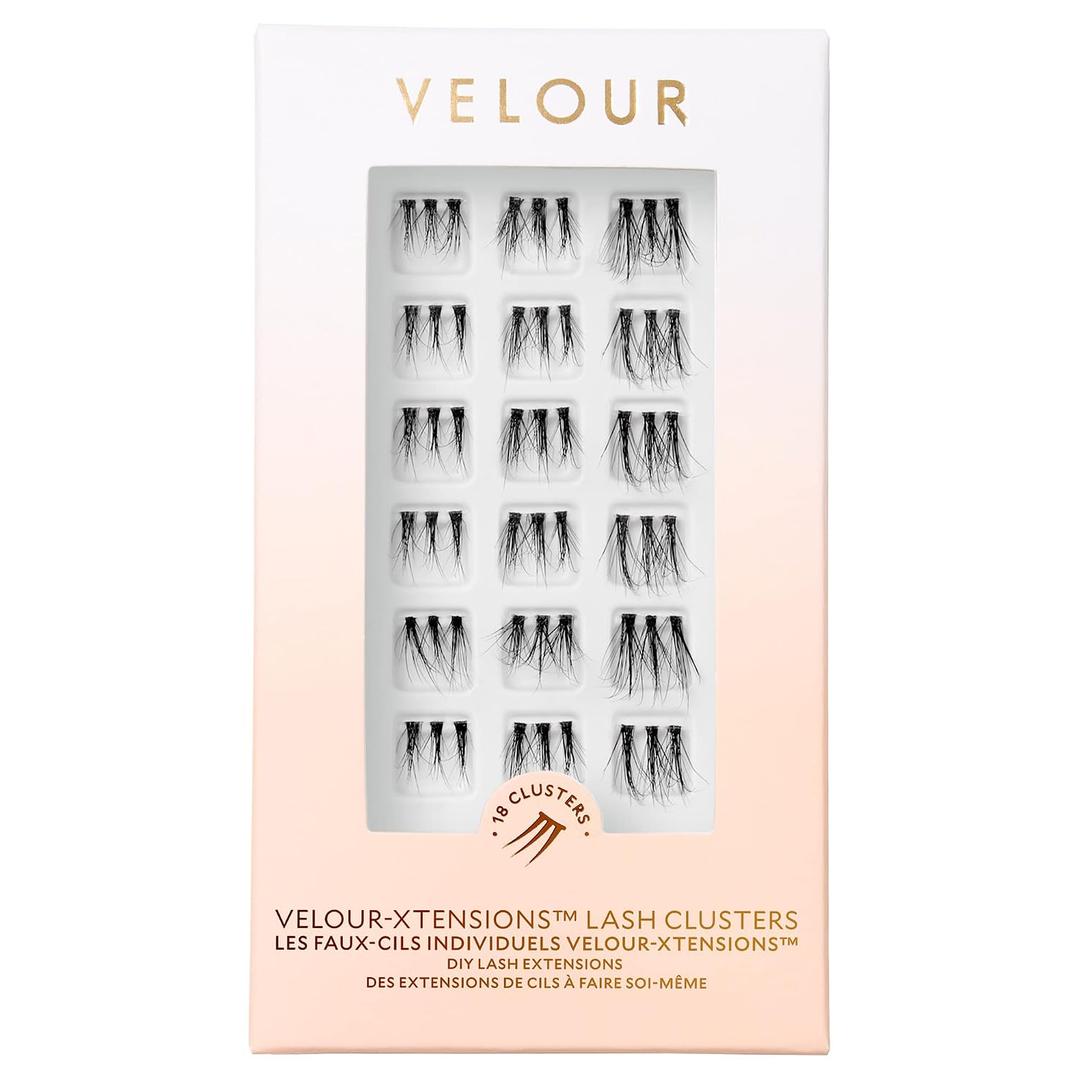 Velour-Xtensions Lash Clusters, 18 Individual Cluster Eyelash Extensions, Lightweight & Fluffy Lash Extensions, Soft & Comfortable Eyelash Clusters, Natural Lashes All Eye Shapes (Classic)