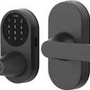 Aqara Smart Lock U300 Upgraded Version, Fingerprint Keyless Entry Door Lock with Handle, Matter Over Thread, Apple Home Keys, Touchscreen Keypad, Smart Lever Lock Supports Homekit Alexa Google, Black