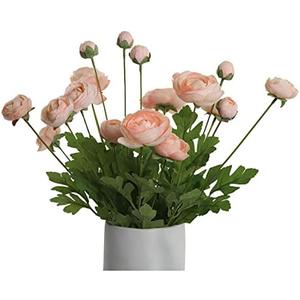 GLSATEMAN Artificial Silk Flowers Ranunculus Fake Flower 5 Pcs,Suitable for Core Decorations,Weddings,Homes,Artistic Decorations and Props (Cream Yellow)