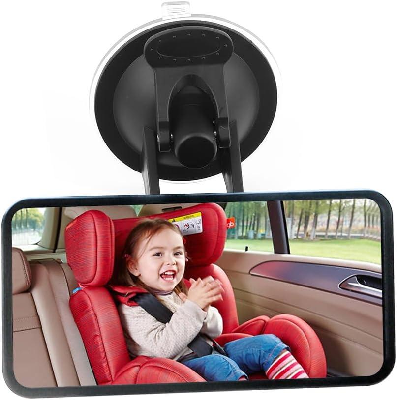 Car Baby Rear Facing Seat Mirror, HD 5.12 * 2.57" 360 Rotatable & Vacuum Suction Cup Mount for Windshield, Dashboard - Ideal Rear View for Parents
