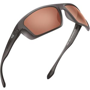 KastKing Huzzah Polarized Sport Sunglasses for Men and Women, Ideal for Driving Fishing Cycling and Running,UV Protection (Frame: Gloss Metalic Gun /Lens: Copper - Silver Mirror)