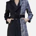 S·DEER Womens Coat with Plaid Patch Style, Wool Blend Winter Coat Size XL