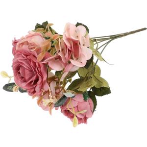 iplusmile Simulated Head Hydrangea Bouquet Faux Flower Ornament Home Decor DIY Floral Arrangement Hand Tied Artificial Flower for Wedding Party Decoration, Red 