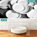 ZAVOOS Paper Plate Dispenser, 11 Inch Large Wall Mounted Acrylic Paper Plates Holder for Countertop, Easy Access Vertical Plate Organizer for Kitchen, Fits Round and Square Plates