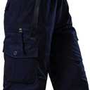 Mylldey Men's Cargo Shorts 3/4 Relaxed Fit Mens Running Shorts 7 Pockets Elastic Waist Cotton Hiking Shorts (Blue), 4XL