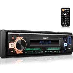 PyleUsa 300-Watt Stereo Receiver Power Amplifier - AM/FM/MP3/USB/AUX Stereo Receiver, Single DIN, Bluetooth Compatible, 25 Band EQ, Balance, Fader LCD Display with Remote Control (Black) - PLML51DB