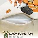 Gnomes Pumpkin Happy Fall Throw Pillow Covers 20x20 Set of 4 Burnt Orange Rust Modern Farmhouse Happy Autumn Maple Leaf Decorations for Sofa Couch Porch Bed Living Room