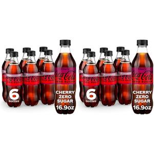 Coca-Cola Cherry Coke Zero Sugar | 16.9 fl oz | 12 Pack, Best By: OCT 13, 2025