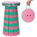 Upgraded Portable Foldable Stool,Folding Camp Stool,Lightweight Sturdy 400lbs Load Capacity Collapsible seat Height Adjustable for Fishing Hiking Picnic Hunting Party BBQ Indoor (Pink Green) (Single pack)