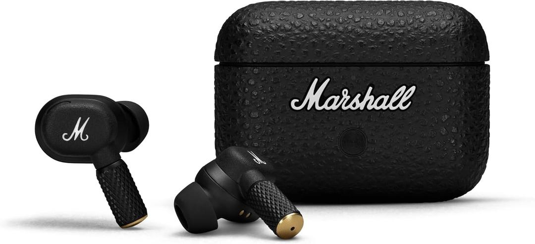 Marshall Motif II A.N.C. True Wireless Bluetooth Earbuds - Active Noise Cancelling Headphones with Charging Case | Studio Sound with Microphone | Compatible with iPhone, Android, PC - Black