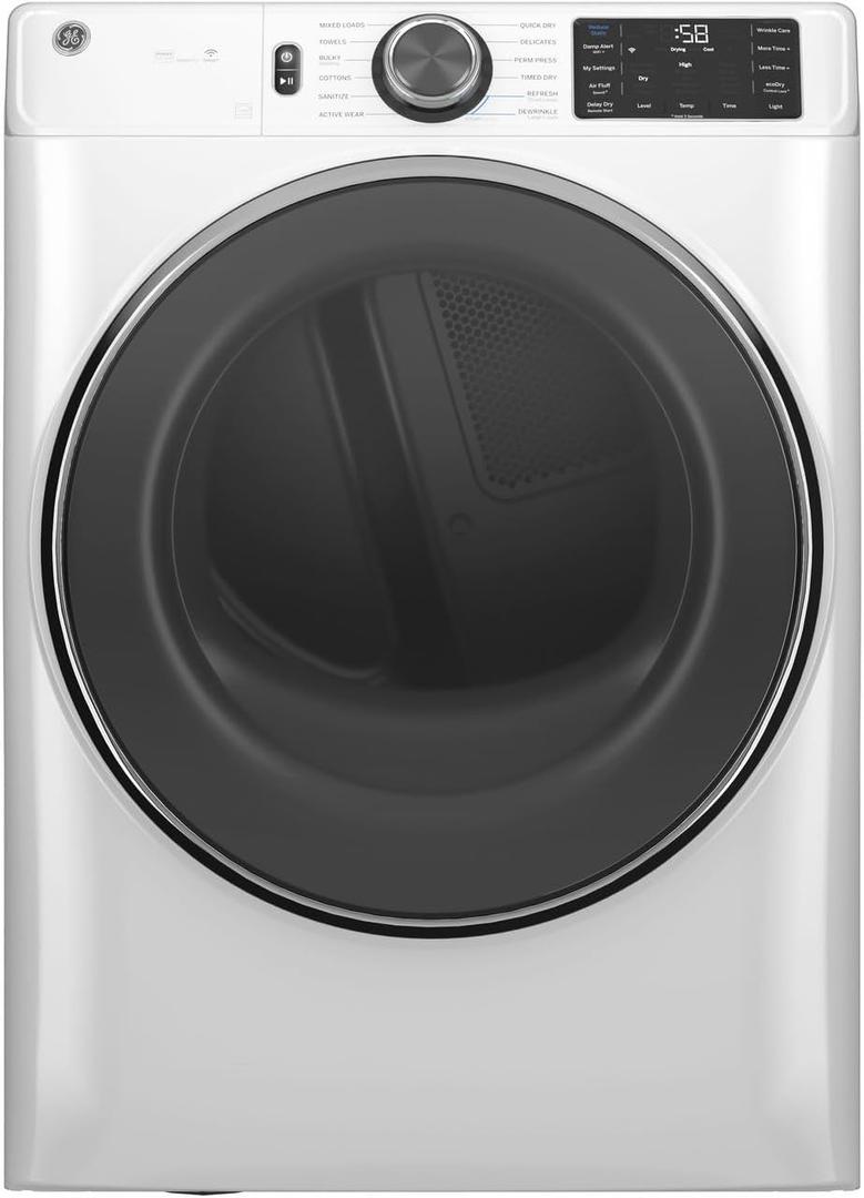 GE 7.8 cu. ft. Smart Front-Load Electric Dryer with Steam and Sanitize Cycle White – GFD65ESSVWW
