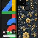 Compatible with Google Pixel 4A 5G Case,Vintage Yellow Bee Floral Amazing Pattern Design Shockproof Anti-Scratch Hard PC Back Case for Google Pixel 4A 5G