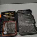 REXBETI 26-Piece Bolt Extractor Screw Extractor Set and Cobalt Drill Bit Set, Case with 13-Piece Bolt Extractor, 6-Piece HSS Drill Bit, 6-Piece Spiral Screw Extractor and 1-Piece Socket Adapter