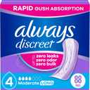 Always Discreet Adult Incontinence Pads for Women, Drier, 4 Drop Long Length, Moderate Absorbency, Pads for Bladder Control Management, Bladder Leaks, & Postpartum Pads, 88ct