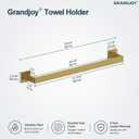 24" Square Towel Bar, Modern Wall Mount Towel Rack, Brushed Gold