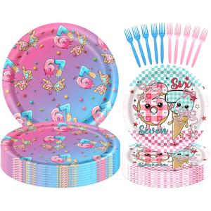 30 Pcs 6 7 Birthday Decorations, 6 7 Birthday Theme Party Decor, Dishes & Forks Set: Plates and Forks for 67 Party Decorations