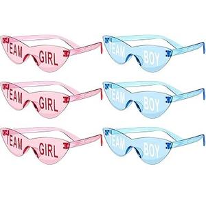 Konohan Gender Reveal Glasses Blue and Pink Sunglasses Frameless Team Girl and Team Boy Decor for Gender Reveal Party 6 Pa