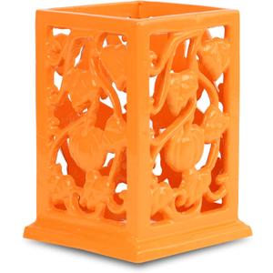 Utensil Holder for Kitchen Counter, Large Cast Iron Vintage Pumpkin Pattern Utensil Holder Cooking Tools Organizer Storage Crock, Orange