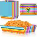50 Pack Cinco De Mayo Party Decorations - Paper Food Trays Mexican Disposable Serving Fiesta Plates for Birthday Supplies (Chroma)