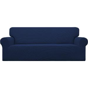 Easy-Going Stretch Sofa Slipcover 1-Piece Sofa Cover Furniture Protector Couch Soft with Elastic Bottom for Kids, Polyester Spandex Jacquard Fabric Small Checks (Sofa, Navy)