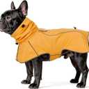 Ezierfy Reflective Dog Raincoat, Windproof & Waterproof Dog Rain Jacket, Adjustable Hooded Pet Poncho with Leash Hole for Small, Medium, Large Dogs(S-2XL) (Yellow, Medium)