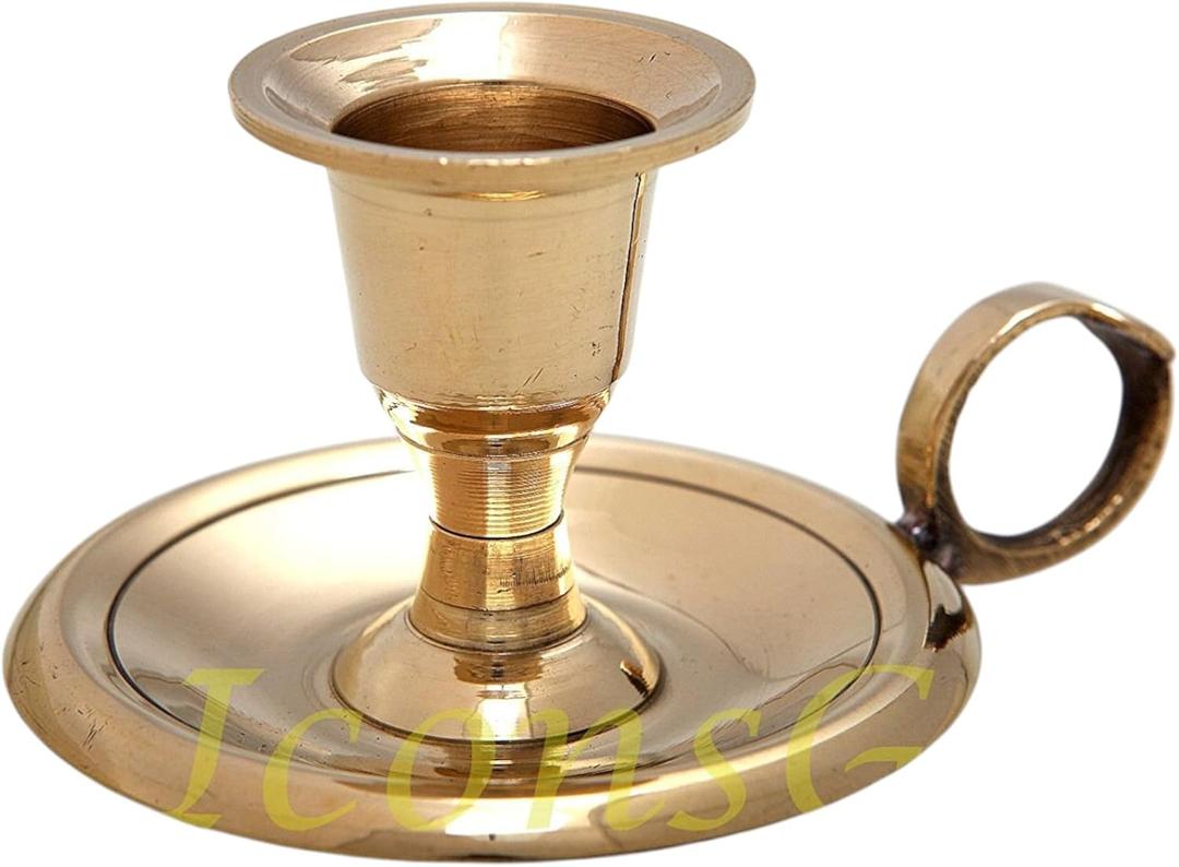 Christian Orthodox Bronze Candlestick Chamberstick Taper Holder (2433/7)