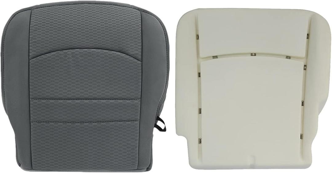 SecosAutoparts Driver Side Bottom & Foam Cushion Replacement Cloth Seat Cover Gray Compatible with Dodge Ram 1500 2500 3500 4500 5500 2013 2014 2015 2016 2017 2018