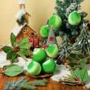 Leyndo 18 Pcs Lime Green Velvet Poinsettia Christmas Tree Decor with 3.15 Inch Ball Ornaments Include 6 Pcs 10.24 Inches Artificial Poinsettia Flowers and 12 Velvet Flocked Balls Lime Green Xmas Decor