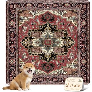 Nunubaby Washable Pee Pads for Dogs, Stylish, NonSlip and LeakProof Pee Pads. Reusable Potty Pads for Dogs for Crates and Floors. (Brown/Geo, 31" x36" )