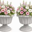 Usocik 10 Inch Outdoor Urn Planters, 2 Pack Pedestal Flower Pots, 12 Inch