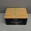 RoyalHouse Modern Metal Bread Box with Bamboo Cutting Board Lid, Bread Storage Container for Kitchen Counter, Vintage Kitchen Decor Organizer - Black