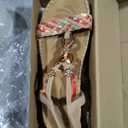 Littleplum Women Sandals Arch Support Handmade Bohemian Braided Flat Sandals Comfort Walking Beach Ankle Elastic Summer Shoes, Size 40