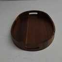 HouseJoy Acacia Wood Serving Tray with Handles, Decorative Ottoman Tray Platter for Breakfast in Bed, Living Room, Coffee Table, Lunch, Dinner, Bathroom, Candle Display,16.5"x13" (1pcs)