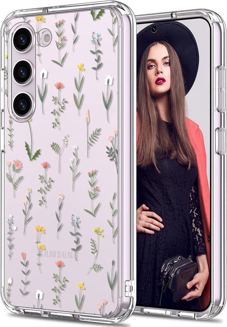 ICEDIO for Samsung Galaxy S23 Case, Slim Fit Crystal Clear Cover with Fashion Designs for Girls Women, Durable Rugged Protective Phone Case 6.1" Cute Flower Garden