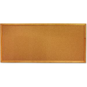Quartet Cork Board, Bulletin Board, 3' x 1' Corkboard, Oak Finish Frame (300)