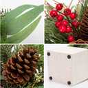 DILATATA Christmas Centerpieces 8 Inch Artificial Christmas Plant in Square Wooden Pot Tabletop Pine Plants with Red Berries Pine Cones Eucalyptus for Winter Holiday Party Fireplace Mantel Xmas Decor (Style 1)