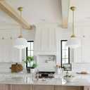 Milk Glass Pendant Light 11" Brass Semi Flush Mount Pendant Light Fixture