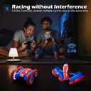 Remote Control Car, Sunt RC Cars for Kids Boys Girls 4-6 7-12 RTR 4WD with 360 Rotation, Double Sided, LED Lights, Music, 2.4Ghz 4, 2 Rechargable Batteries 40Mins Play Christmas Toy Gifts