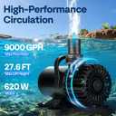 VIVOHOME Electric 620W 9000GPH Submersible Water Pump for Koi Pond Pool Waterfall Fountains Fish Tank and Aquarium