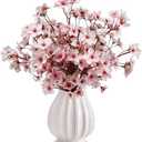 Tinsow Artificial Cherry Blossom Branches, 6 Pcs Fake Peach Flowers Stems Silk Flower for Spring Table Centerpiece Wedding Home Decor (6, Pink)